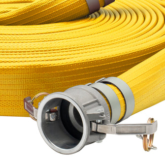 4" Super Duty Rubber Fire Hose Camlock Fittings Yellow