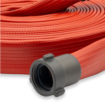 1-1/2" Super Duty Rubber Fire Hose Threaded Fittings Red