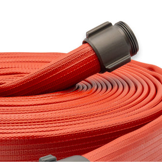 1-1/2" Super Duty Rubber Fire Hose Threaded Fittings Red