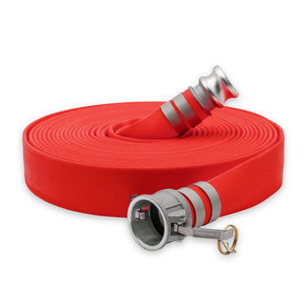 1" Medium Duty Single Jacket Fire Hose Camlock Fittings Red