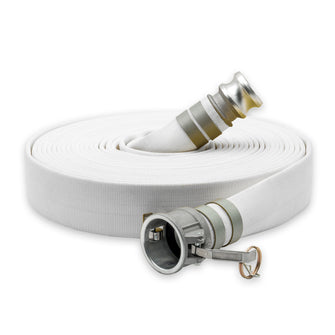 2-1/2" Medium Duty Single Jacket Fire Hose Camlock Fittings White